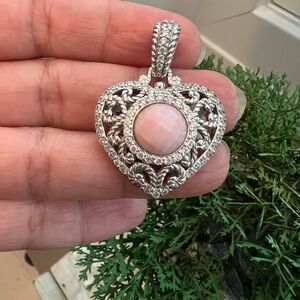 judith ripka sterling Silver Heart Pendant with Pink opal Stone